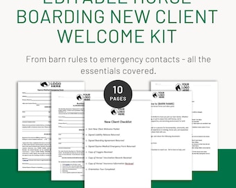 Bewerkbaar welkomstpakket voor paardenpension voor schuureigenaren en trainers: klantenformulieren ruitersport (digitale download)