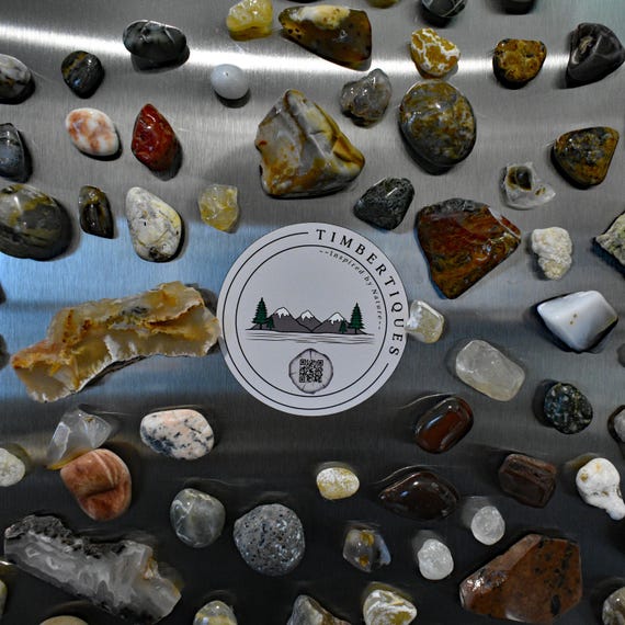 Set of 10 or 25 Natural Polished Stone Magnets | Rustic Earthy Home Decor