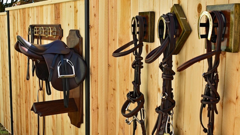 Handmade Bridle Rack – Wall-mounted Walnut & Poplar With Solid Brass ...