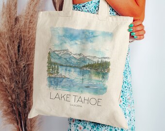 Lake Tahoe Tote Bag - Cute Scenic California Bag - Gift for Her, Mom, Friend | Cotton Canvas Bag - Gift Bag - Wedding Tote Bag