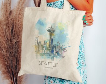 Downtown Seattle Tote Bag | Washington Tote Bag | City Bag | Cute Washington Bag | Tote Bag | Shopping Bag | Hiking Tote | Gift for Her | WA
