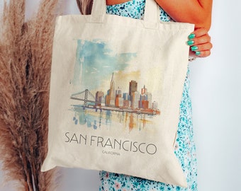 Downtown San Francisco Tote Bag | California Tote Bag | Cute Tote Bag | State Bag | Urban Tote Bag | Shopping Bag | Beach Bag | Boho Bag |CA