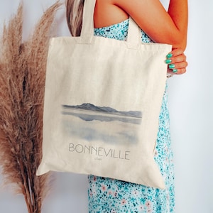 Bonneville Salt Flats Tote Bag - Cute Scenic Utah Bag - Gift for Her, Mom, Friend | Cotton Canvas Bag - Gift Bag - Wedding Tote Bag