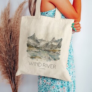 Wind River Range Tote Bag | Wyoming Tote Bag | Mountain Bag | Cute Tote Bag | Shopping Bag | Beach Bag | Hiking Tote | Wyoming Gift | WY Bag