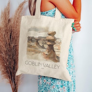 Goblin Valley State Park Tote Bag - Cute Scenic Utah Bag - Gift for Her, Mom, Friend | Cotton Canvas Bag - Gift Bag - Wedding Tote Bag