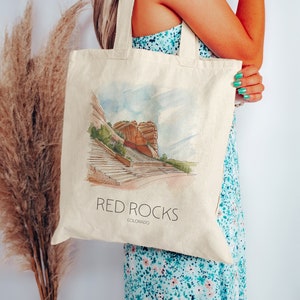 Red Rocks Amphitheatre Tote Bag - Cute Scenic Colorado Bag - Gift for Her, Mom, Friend | Cotton Canvas Bag - Shopping Bag -Colorful Tote Bag