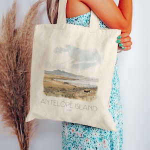 Antelope Island Tote Bag | Utah Tote Bag | State Park Bag | Cute Utah Bag | Tote Bag | Shopping Bag | Hiking Tote | Utah Gift | Gift for Her