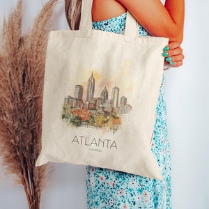 Bolsa de mano del centro de Atlanta - Bonita bolsa de mano de Georgia - Regalo para ella, mamá, amiga / Bolsa de lona de algodón - Bolsa de regalo - Bolsa de mano para bodas