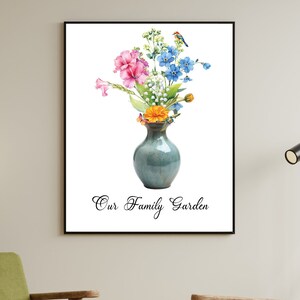 Personalized Birth Flower Family Bouquet- Mother&#39;s Day Gift- Customized Gift-  Gift for Grandma - Birth Month Flower Art- Birth Month Flower