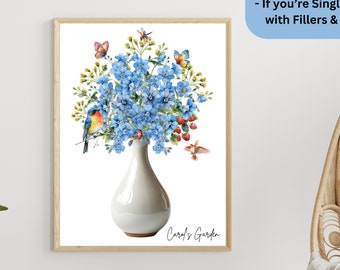 Personalized Birth Flower Gift for Self Love Care | Birth Month Flower Print | Custom Bouquet | Mothers Day Gift | Birth Flower Digital Art