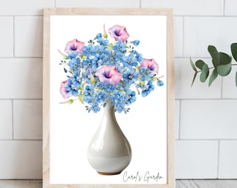 Personalized Birth Flower Gift for Self Love Care | Birth Month Flower Print | Custom Bouquet | Mothers Day Gift | Birth Flower Digital Art