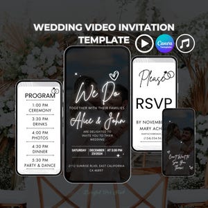 Digital Animated Wedding Invitation Video Template | Invite with Photo & Music | Evite Wedding with RSVP  Program | Mobile Wedding Itinerary
