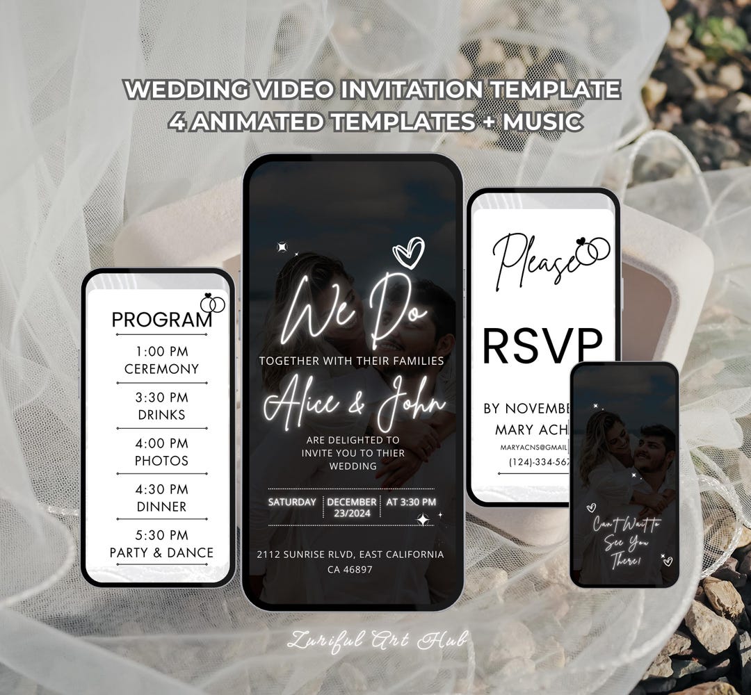 Digital Animated Wedding Invitation Video Template | Invite With Photo ...