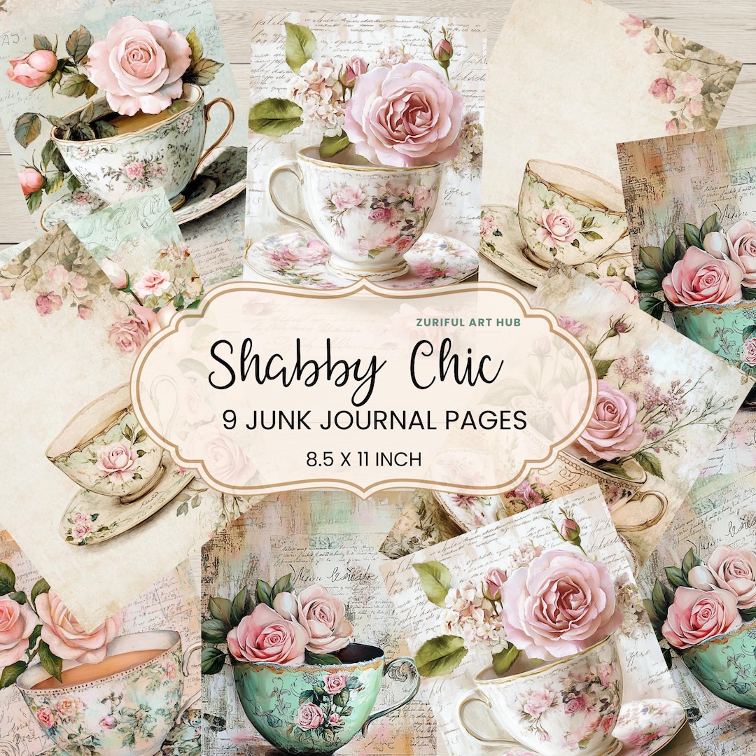 Shabby Chic Junk Journal Digital Paper, Vintage Floral Ephemera ...