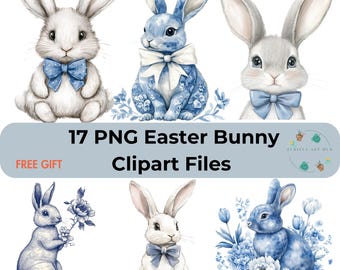17 kanin clipart påsk clipart vårpåsk kanin högkvalitativa PNG:er vårblommor digital nedladdning skräpjournal kommersiell användning