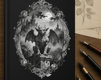 Gothic Gargoyle Journal, Dark Academia Notebook, Castle Aesthetic Journal, Witchy Writing Journal, Gothic Gift for Her, Black and Grey Book