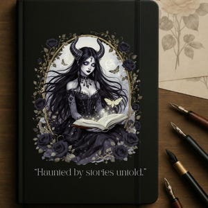 Gothic Girl Hardcover Journal: Dark Florals & Moths Writing Notebook