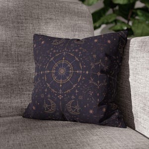 Gothic Moon & Stars Throw Pillow Cover: Celestial Cottagecore Decor