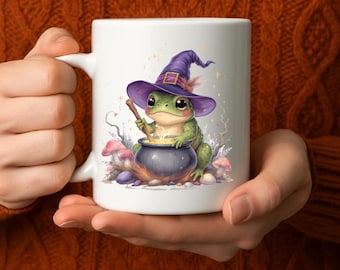 Witchy Frog Mug: Cottagecore Cauldron Coffee Cup - Spooky Season