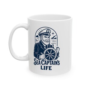 Taza de aventura náutica – Taza de café de cerámica Ocean Explorer – Regalo con diseño de mapa marino costero – Taza para amantes de la playa – Tamaños de 325 ml o 430 ml