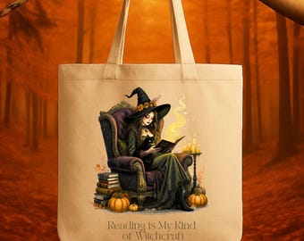Dark Witch Tote Bag: Cozy Gothic Cottagecore Canvas Bag