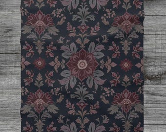 Gothic Floral Sherpa Blanket,  Victorian Burgundy & Green Floral Throw, Dark Cottagecore Home Decor