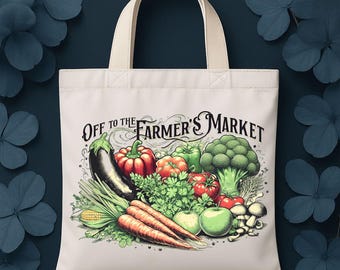 Organic Cotton Farmers Market Tote Bag: Reusable Canvas Grocery Shopper