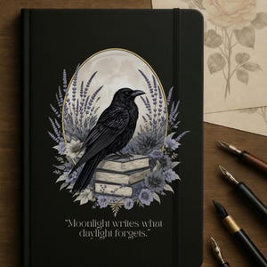Gothic Crow Journal: Dark Academia Hardcover Notebook with Moon Quote