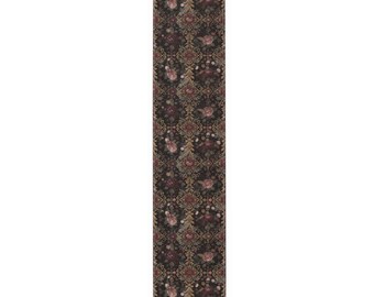 Dark Floral Table Runner Gothic Vintage Decor Cottagecore Table Setting Moody Home Aesthetic Holiday Runner