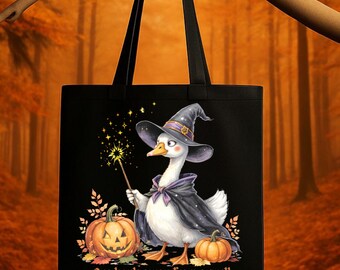 Draagtas grappige gansheks: eigenzinnige canvastas Halloween