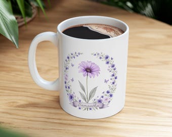 Personlig Violett Födelseblomma Mugg: Födelsedagspresent i februari