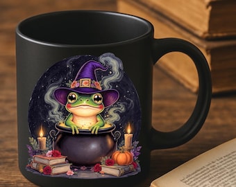 Witchy Frog Mug: Cauldron Brew, Spooky Cottagecore Coffee
