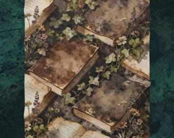 Sherpa Fleece-Decke, Bücherwurm & Efeu werfen, Kuschelige Cottagecore-Bettwäsche, Wildblumen-Decke, Vintage-Lesedekor