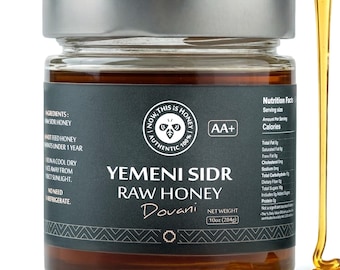 Raw Yemeni Sidr Honey AA+ in Glass Jar, Unpasteurized & Unfiltered Doani Honey