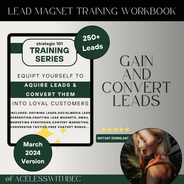 Lead Generation & Conversion Training Workbook with 2 FREE Bonus Items, Chat GPT Prompt and a FREE Business Audit Review