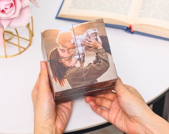 Aangepaste Infinity Photo Cube, gemengd familiecadeau, persoonlijke verjaardagsverrassingscadeaus, home decor fotokubus moeder herdenkingscadeau, cadeau voor vader