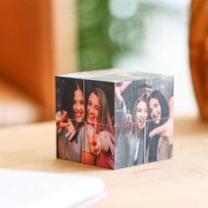 Custom Infinity Photo Cube-cadeau, geheugenfotokubus, familiefotokubus, opvouwbare fotokubus, verjaardagscadeau voor haar hem, fotokubus koppel
