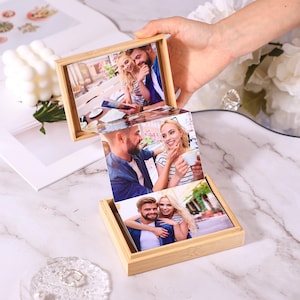 Personalizowane Wysuwane Pudełko na Zdjęcia, Unikalny Album na Zdjęcia, Prezent na Ślubne Zdjęcie, Alternatywa dla Albumu na Zdjęcia, Drewniane Pudełko na Pamiątki, Prezenty dla Mamy