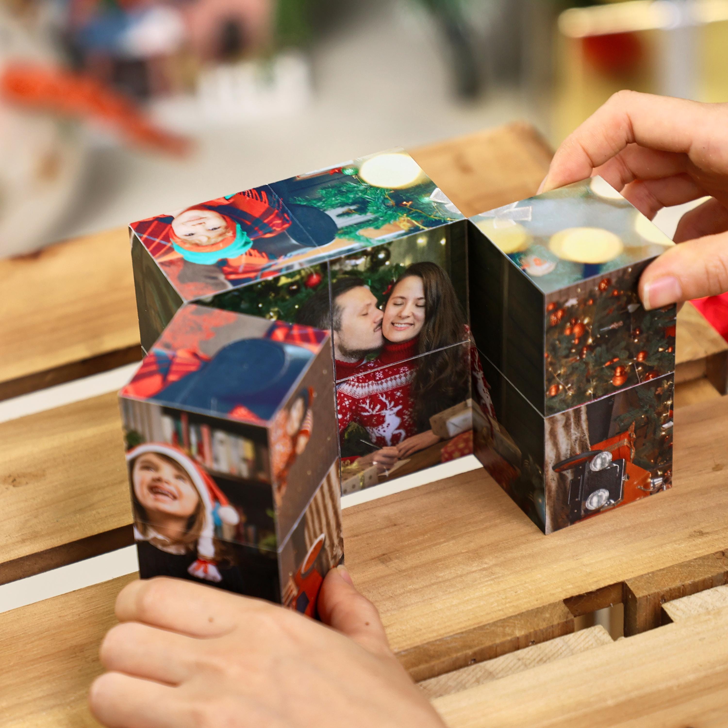 Infinity Photo Cube Custom Gift, Memory Christmas Photo Cube, Family Photo Cube, Folding Photo Cube, Birthday Gift for Her, Couple Gift Cube