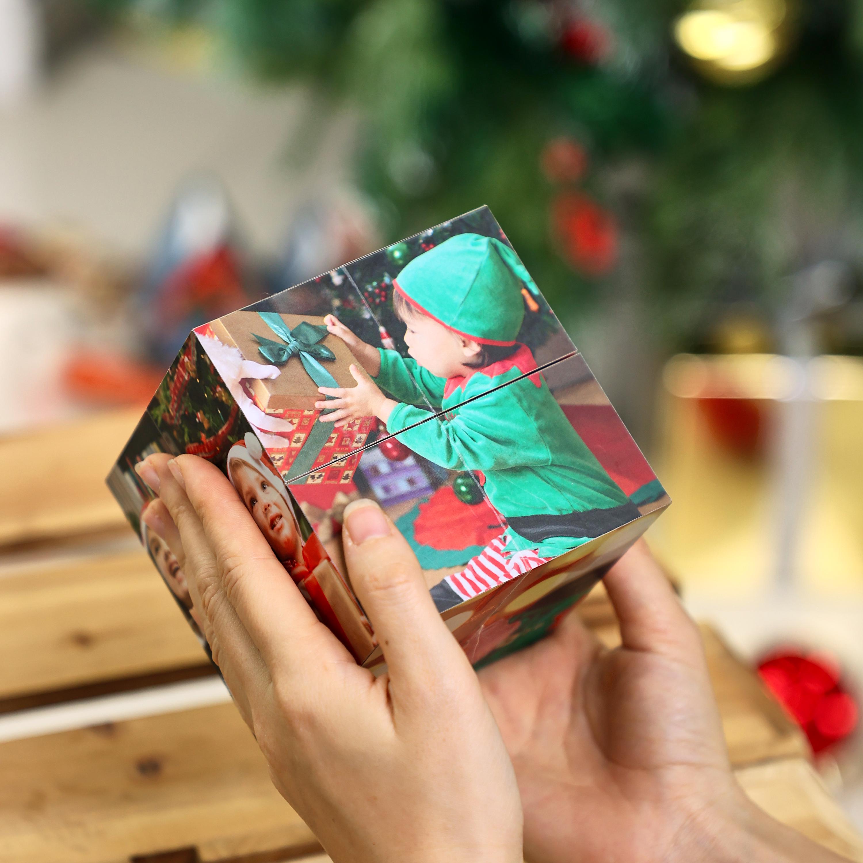 Infinity Photo Cube Custom Gift, Memory Christmas Photo Cube, Family Photo Cube, Folding Photo Cube, Birthday Gift for Her, Couple Gift Cube