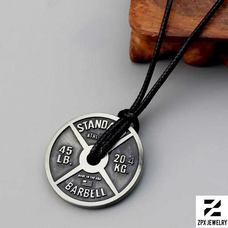 MOYON Stainless Steel Barbell Necklace – Gym Weight Lifting Pendant For Men