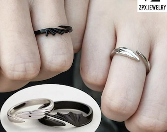 How to Train Your Dragon Couple Ring Set Couple Matching Rings Adjustable Angel Devil Dragon Rings Couple Matching