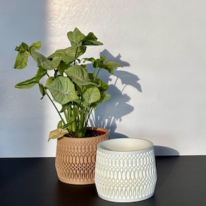 Modern Stylish Plant Pot - Unique Textured Indoor Planter for Home Decor - 4 Inch Pot with Drainage Holes Perfect Gift for Plant Lovers