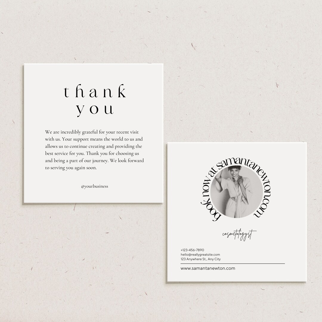 5x5 Business Thank You Card Template, Printable Thank You Package ...