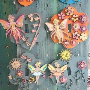 Flower Hand painted and decorated wood switch plate covers