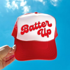 Baseball Trucker Hat - Batter Up! Puff Embroidery Baseball Cap for Gameday