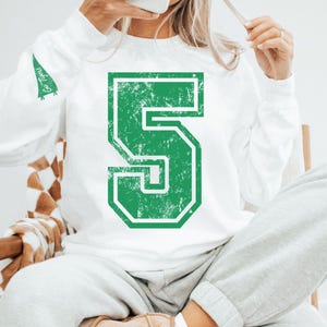 Custom Varsity Letter Sweatshirt Distressed Big Giant Number Personalized Sports Shirt for Senior Night Gifts University Back to School 2025