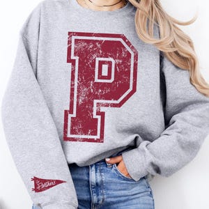 Custom Varsity Letter Sweatshirt Distressed Personalized Sports Number Shirts for Senior Night Gifts University Sweaters Back to School 2025