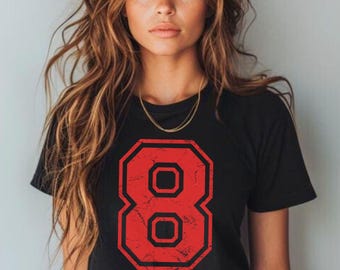 Maglietta corta con numero personalizzato - Maglietta con grande lettera della squadra di football universitario, regali sportivi per ragazze, abbigliamento sportivo per il giorno della partita