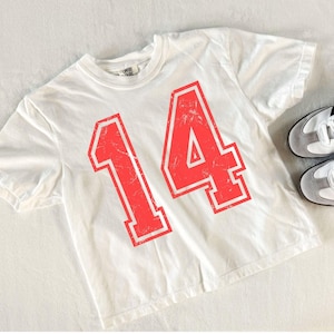 Custom Number Comfort Colors Cropped Boxy Tee - Baseball Team Player Shirt for Mom, Game Day Tailgaite TShirt
